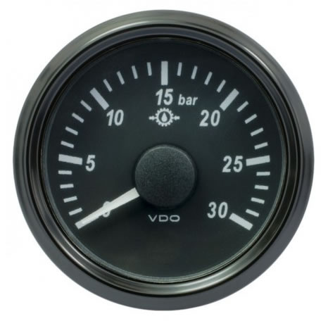 VDO SingleViu Gear Oil Pressure Gauge 30Bar Black 52mm